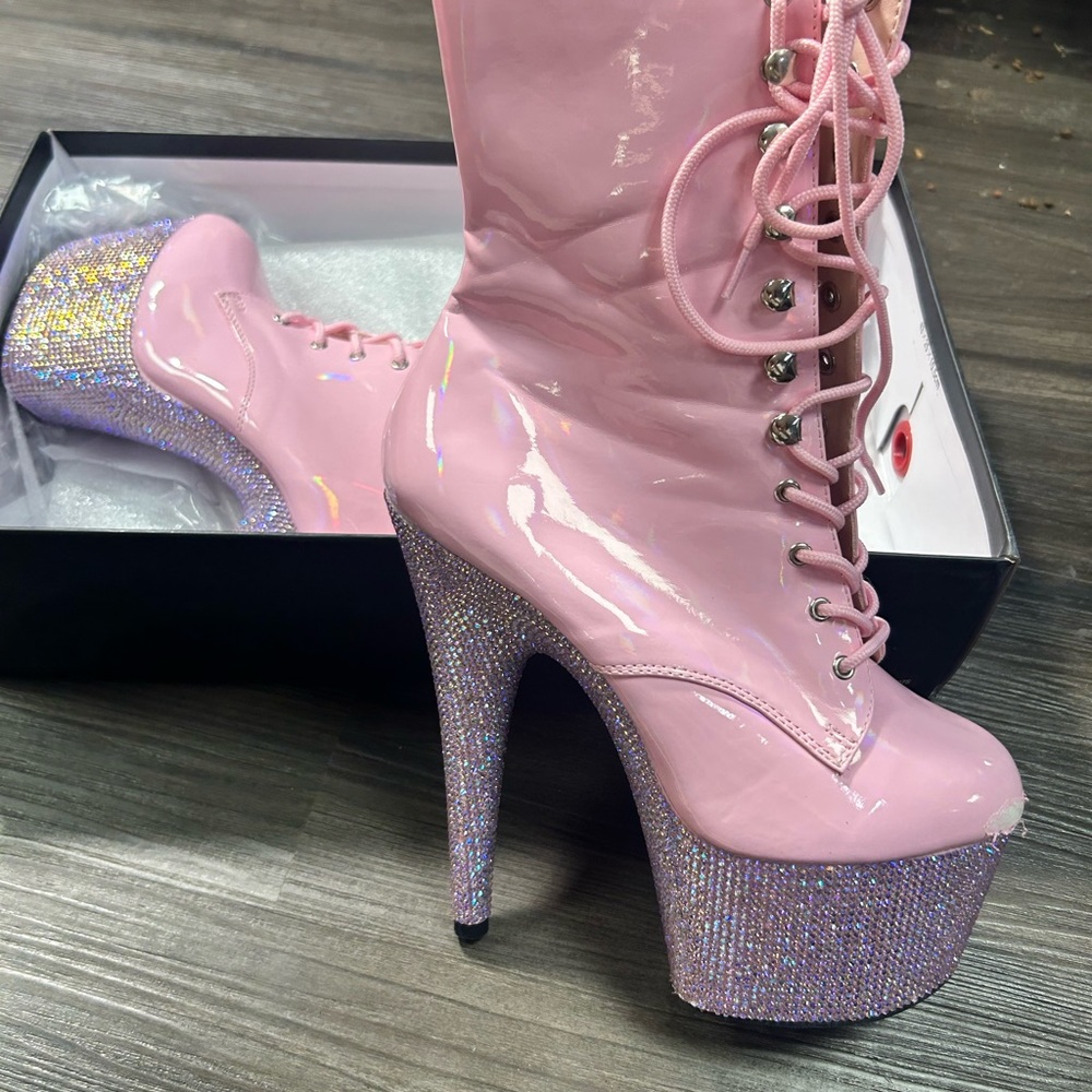 Pink Glitter Pleaser Boots